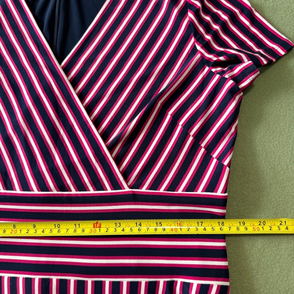 Lauren Ralph Lauren Women’s Multicolored Stripe Flare Short Sleeve Dress Size 16 - Picture 10 of 13